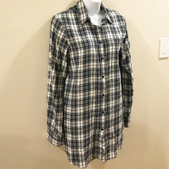 Madewell Flannel Oversized Ex Boyfriend Top Size S - Picture 5 of 12